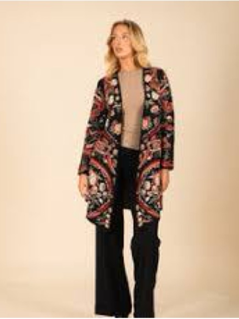 Vertigo Eastern Floral Intarsia wool blend Cardigan